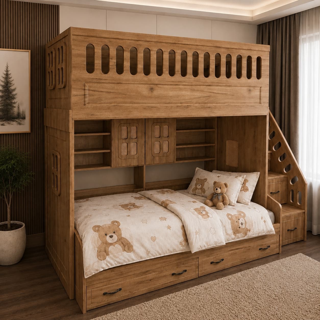 تخت‌خواب دوطبقه باراد حصیری