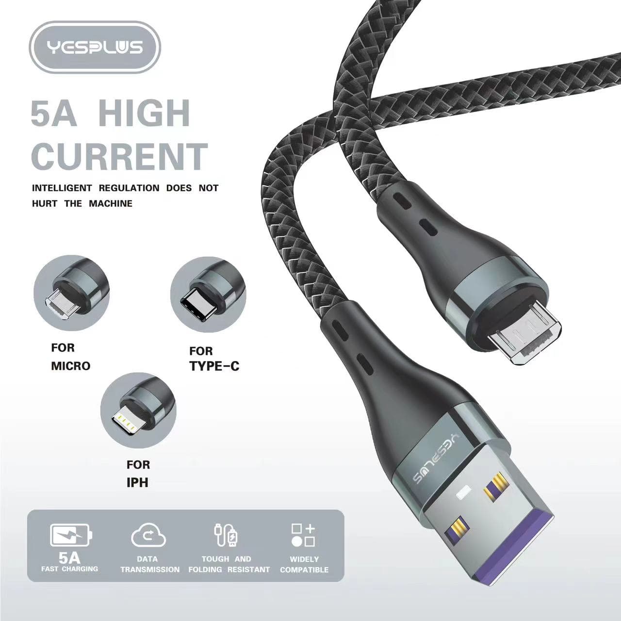 کابل فست شارژ و انتقال دیتا آیفونی 5A یس پلاس | Yesplus YS-818 — تصویر ۵