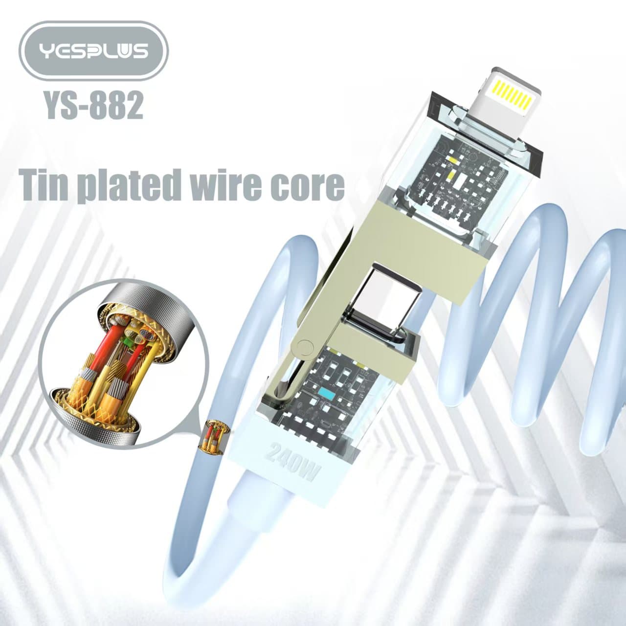 کابل 4 کاره فست شارژ 240W یس پلاس | Yesplus YS-882 — تصویر ۸