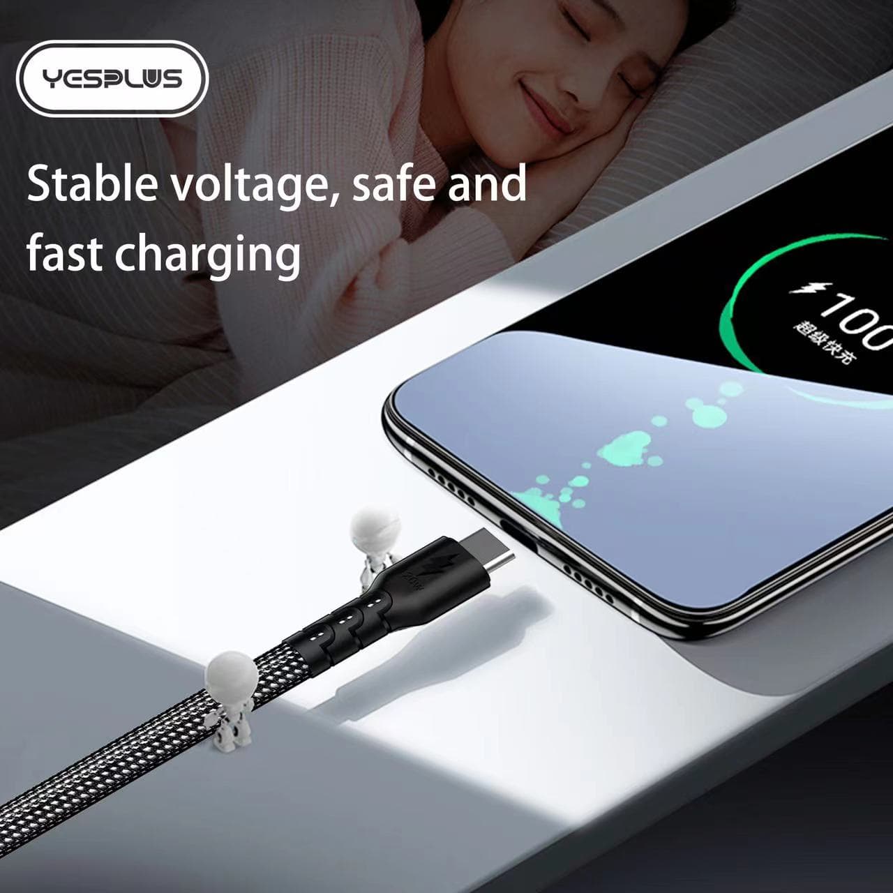 کابل شارژ و انتقال فست شارژ type c یس پلاس | Yesplus YS-826 — تصویر ۵