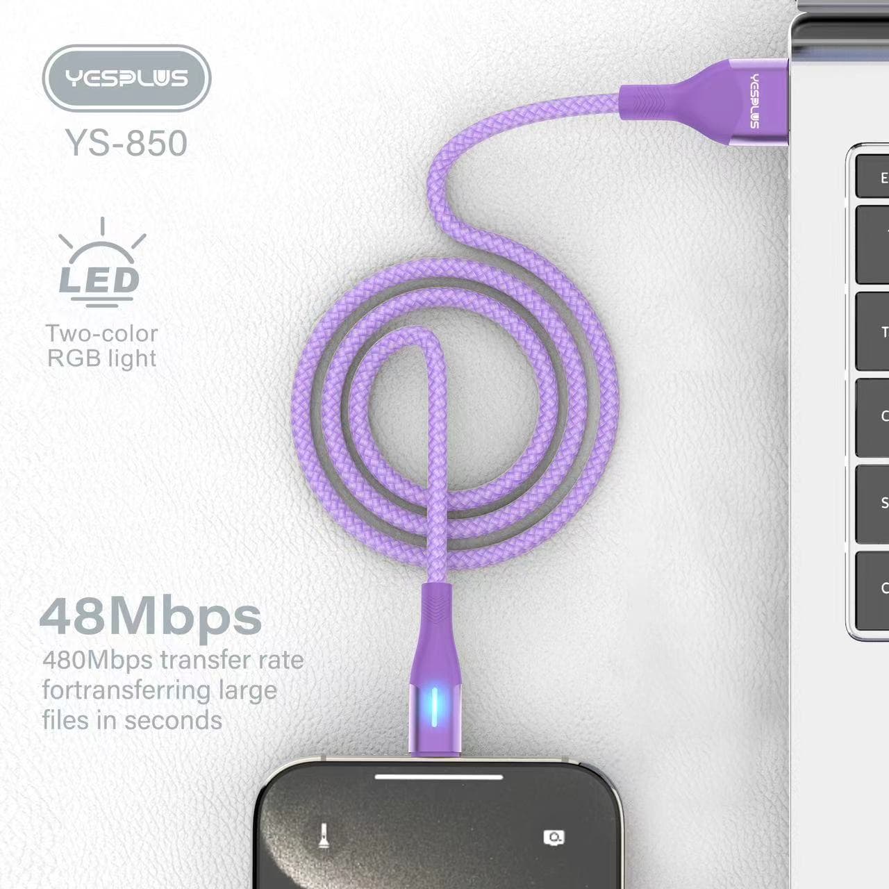کابل شارژ و انتقال type c فست شارژ یس پلاس | Yesplus YS-850A — تصویر ۵