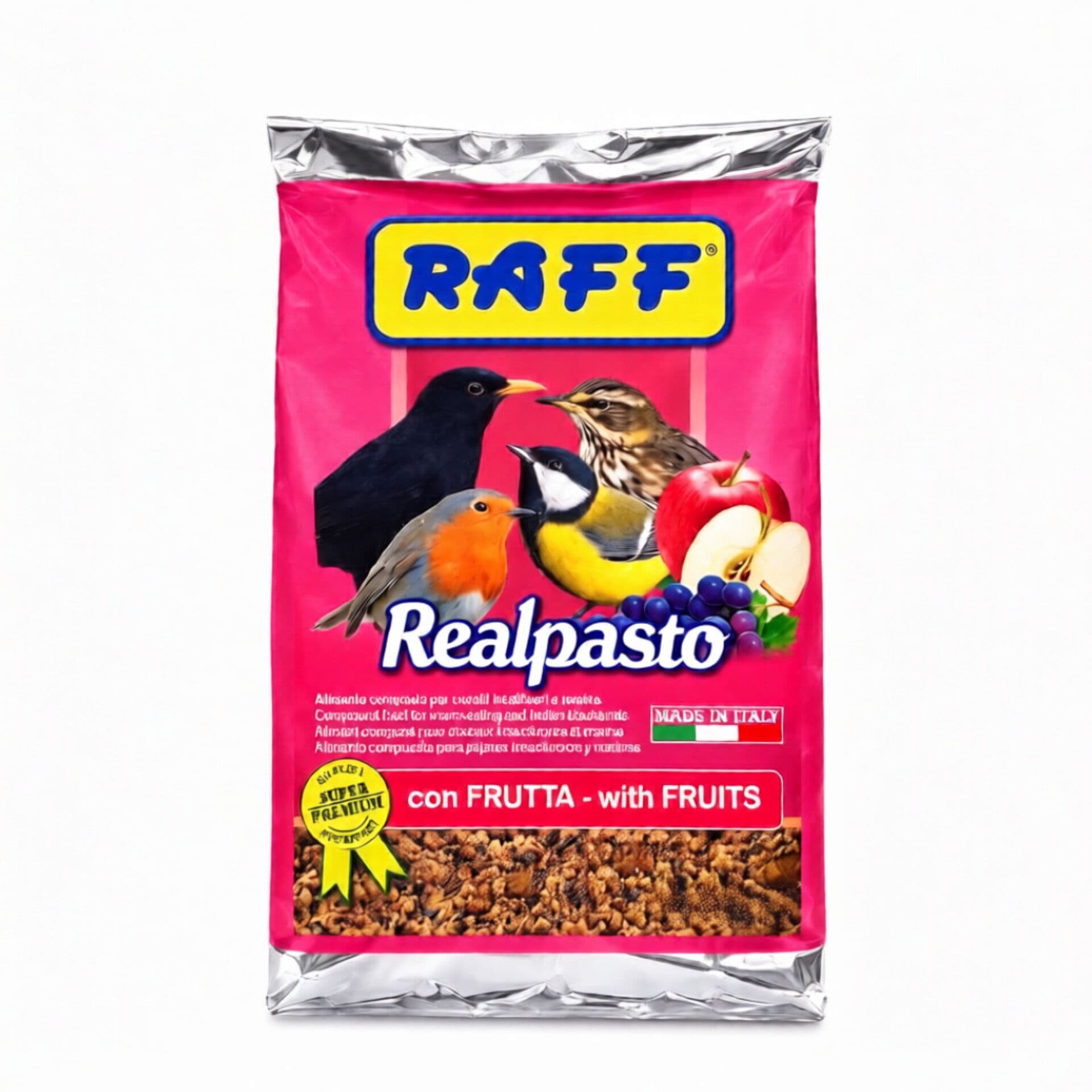 غذای مرغ مینا و پرندگان حشرهخوار راف ایتالیا رئال پستو (غذای کامل حاوی میوه)(100و200 گرمی).به صورت فله