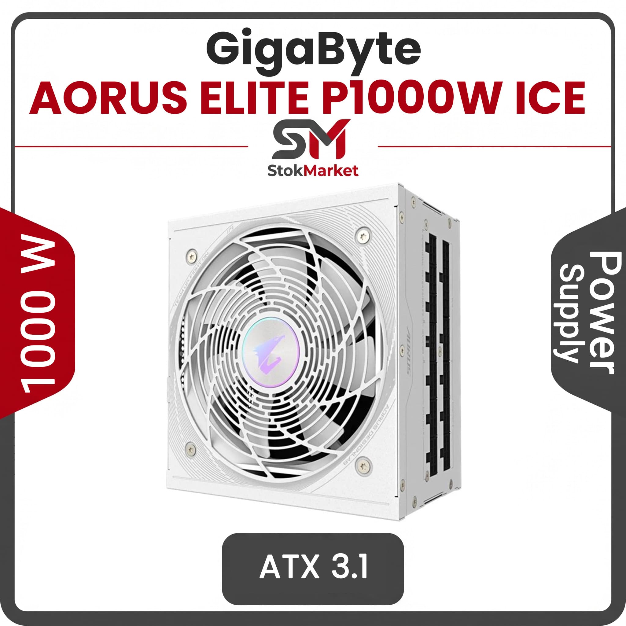 پاور 1000W گیگابایت مدل AORUS ELITE P1000W ICE 80+ Platinum Modular PCIe 5.0 ATX 3.1 — تصویر ۲