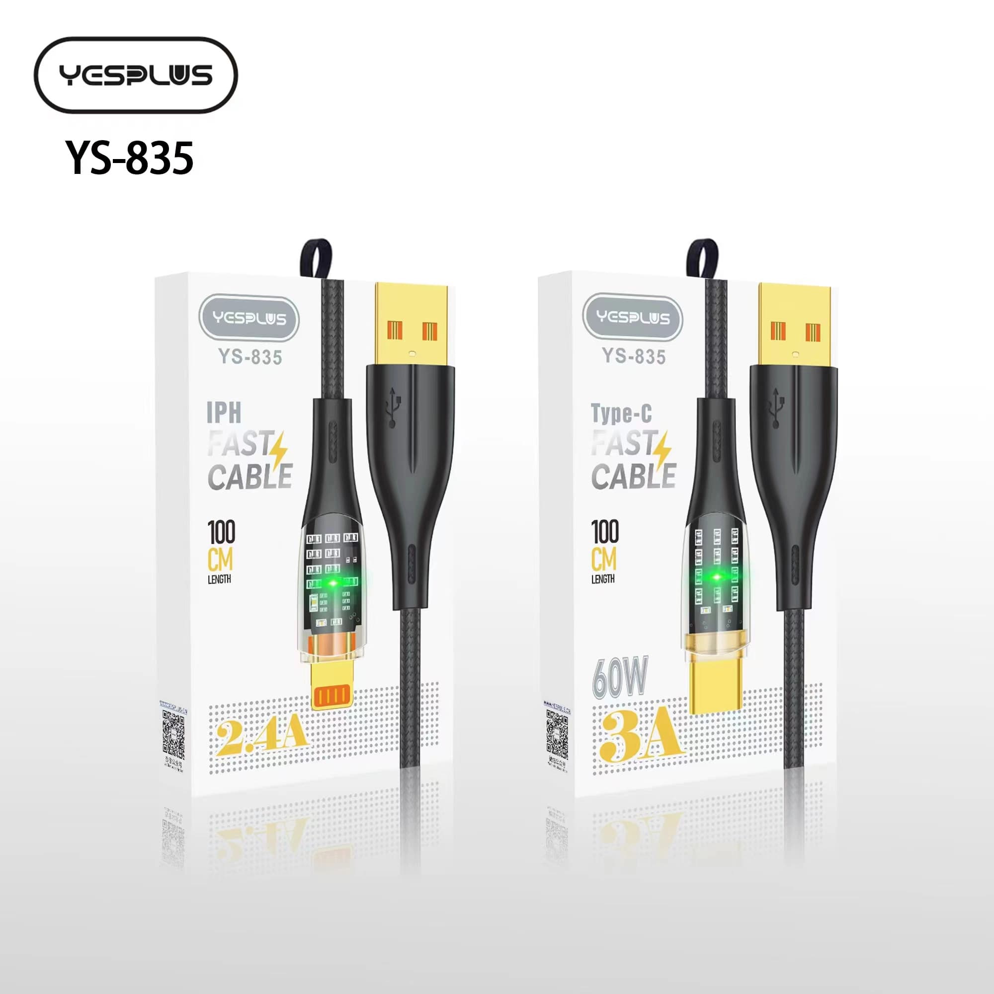 کابل شارژ 60 وات تایپ c برند yesplus مدلys-835