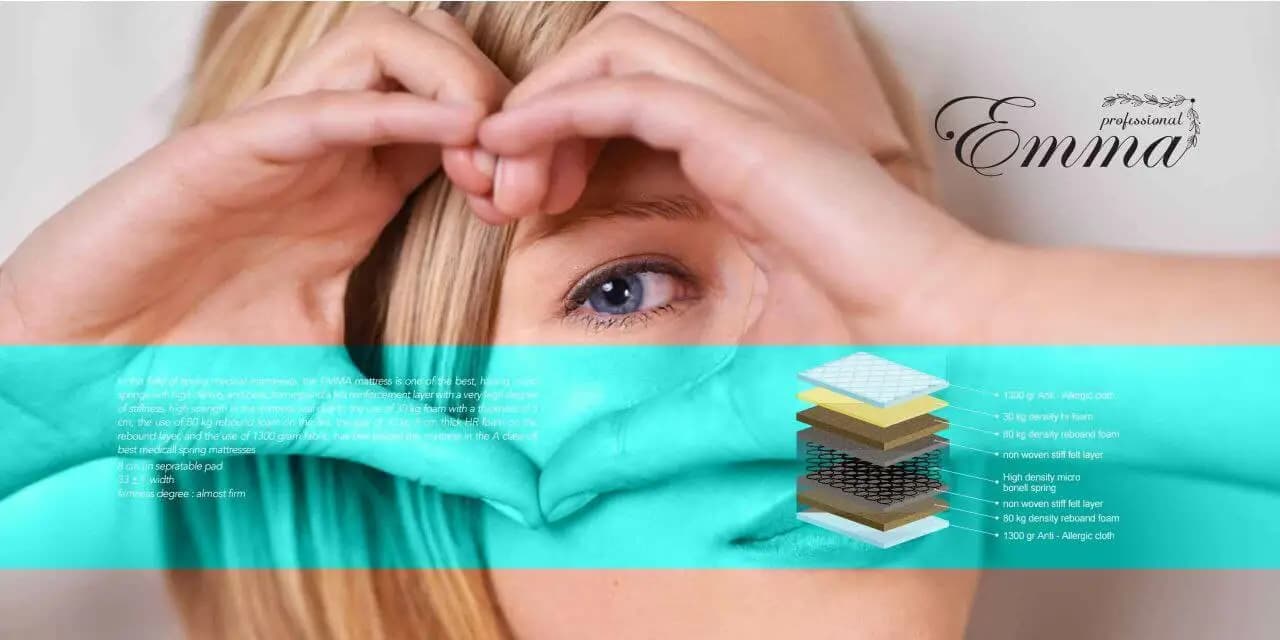 تشک سوپر طبی فنری پد دار جاست اسلیپ مدل Emma — تصویر ۲