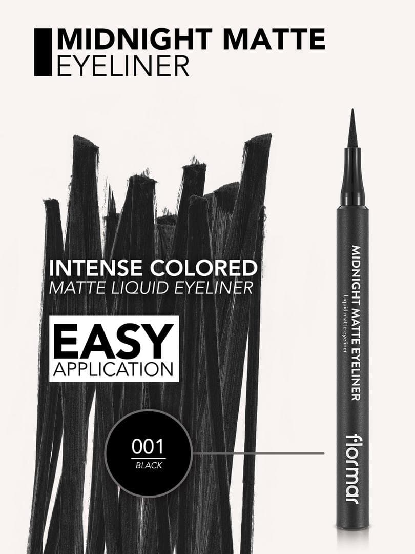 خط چشم مایع فلورمار مدل Midnight Matte Eyeliner رنگ Black — تصویر ۵
