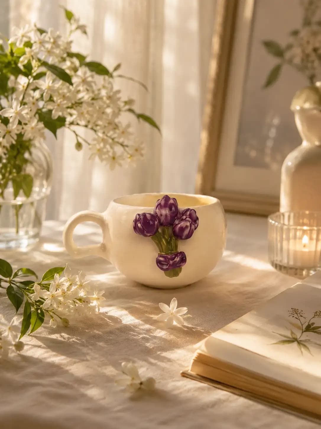 ماگ فانتزی طرح برجسته یاسمین |‌ کد 1126