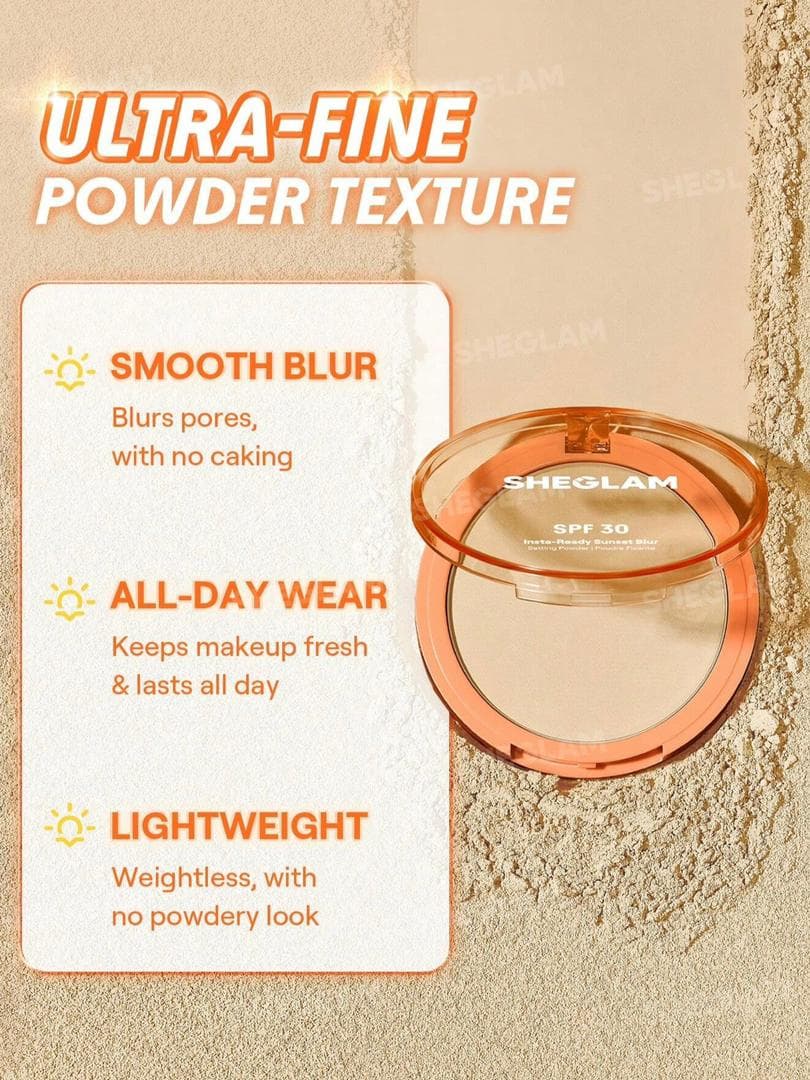 پودر فیکس SPF30 شیگلم مدل Insta-Ready Sunset Blur Setting Powder – شماره 11 Natural Linen — تصویر ۶