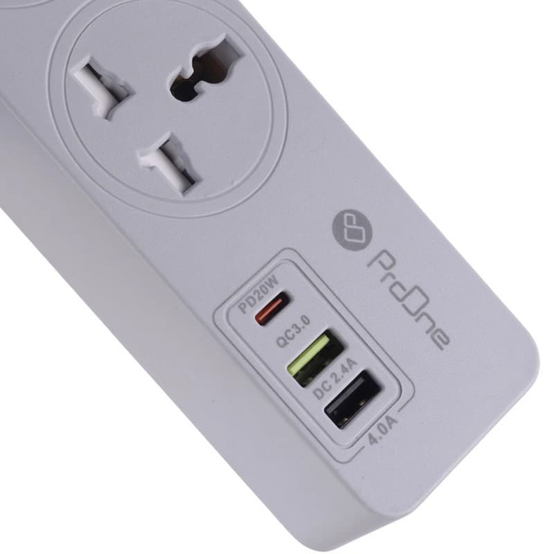 چندراهی برق پرووان مدل PPS615C | 3 پریز، USB و Type-C با شارژ سریع — تصویر ۴