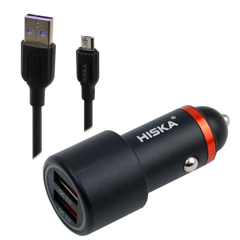 شارژر فندکی هیسکا مدل CC-307Q به همراه کابل تبدیل microUSB — تصویر ۲
