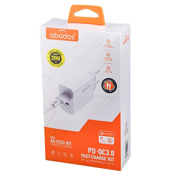 شارژر دیواری 20 وات آبودوس مدل AS-CS23 KIT به همراه کابل Lightning — تصویر ۳