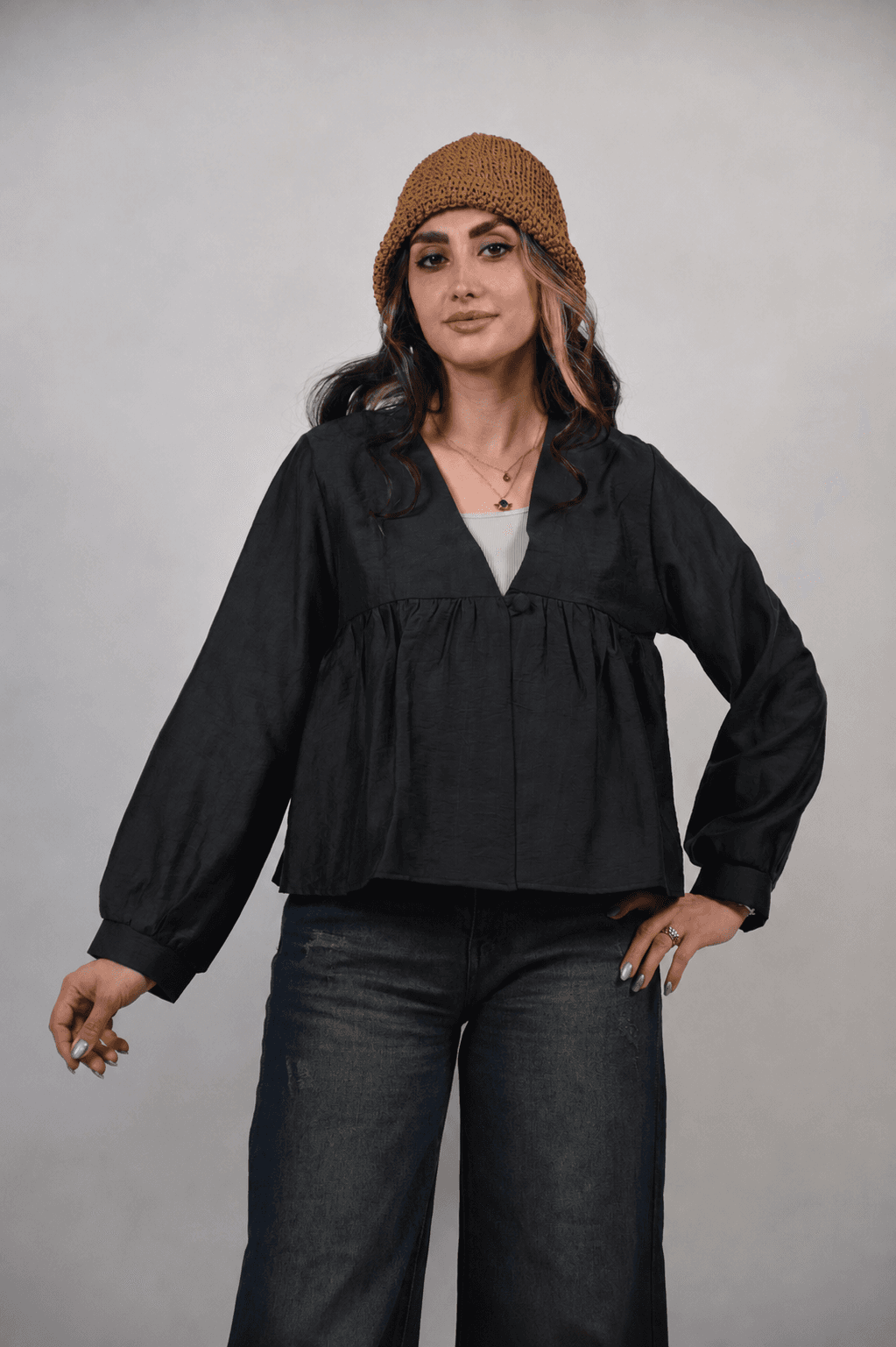 شومیز نوا زنانه تنسل ژاکارد کژوال — تصویر ۲