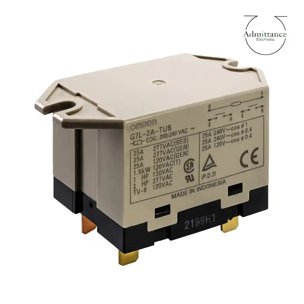 رله کولری امرون 220 ولت 25 آمپر 6 پایه OMRON G7L-2A-TUB