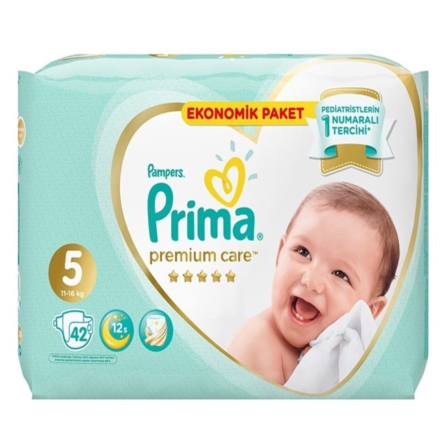 پوشک بچه پریما سفید لهستان سایز 5 بسته 42 عددی