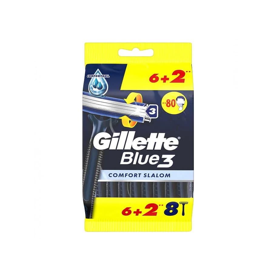 تیغ اصلاح مردانه ژیلت مدل Blue 3 COMFORT SLALOM بسته 8 عددی