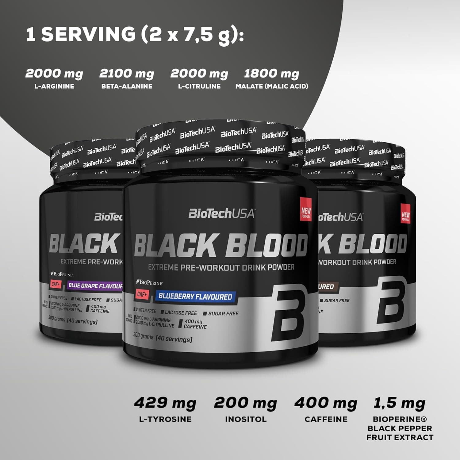 پری ورک اوت بلک بلاد بایوتک | +BioTechUSA Black Blood CAF — تصویر ۵