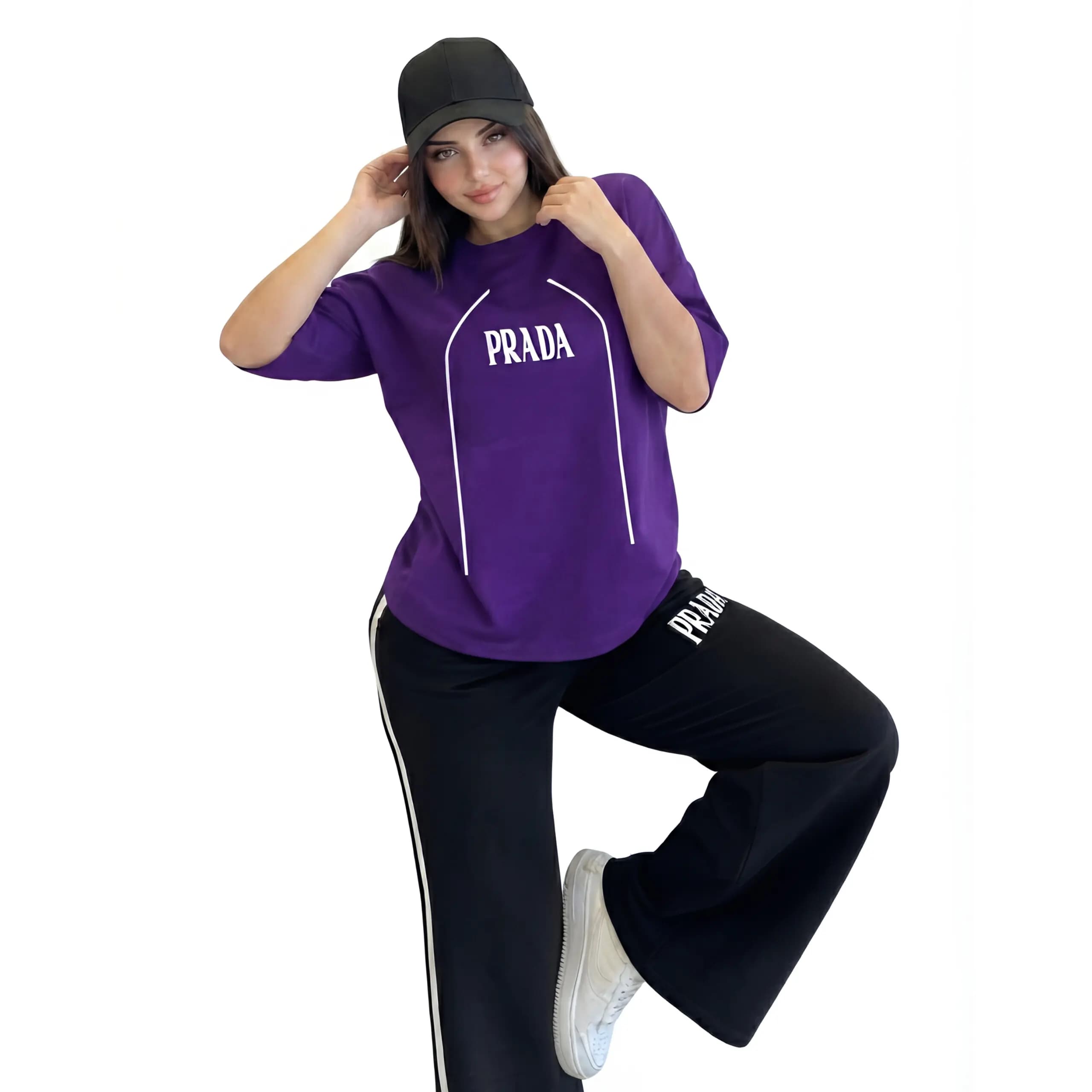 ست تیشرت شلوار فوق بیگ سایز مدل2627 PRADA