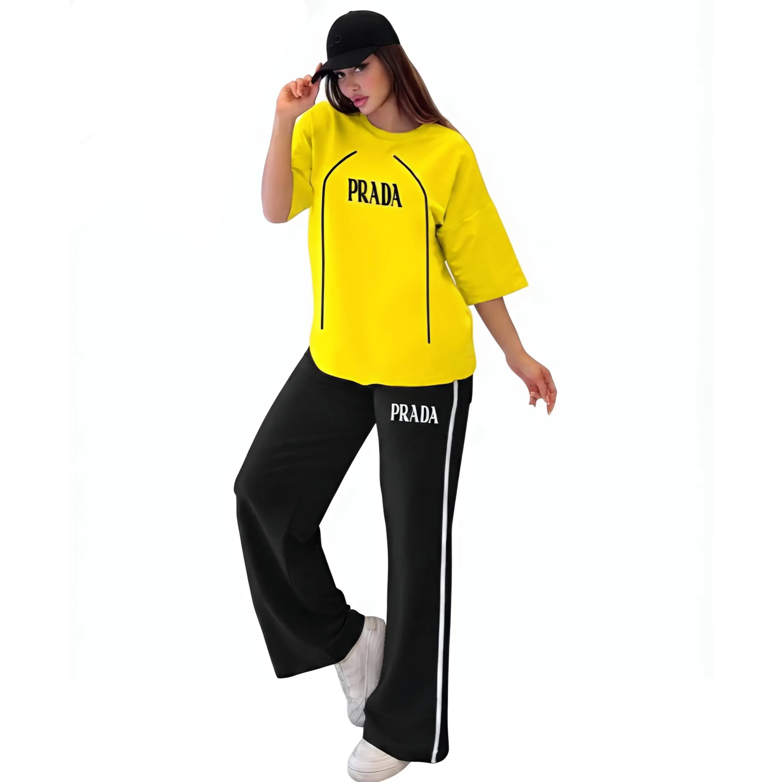 ست تیشرت شلوار فوق بیگ سایز مدل2627 PRADA — تصویر ۴