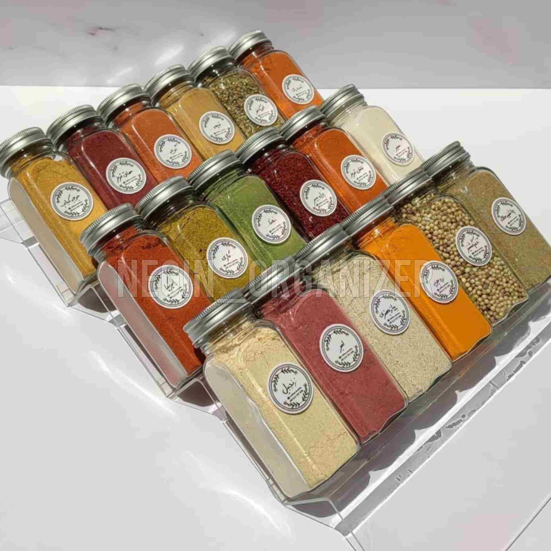 استند شیشه ادویه مکارتی شفاف — تصویر ۲