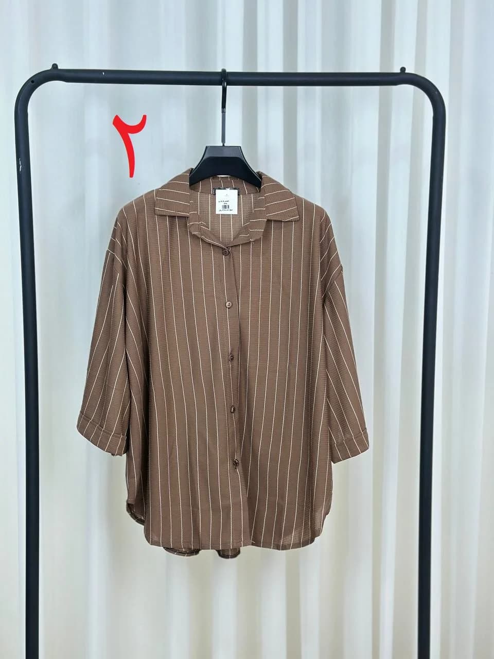 شومیز راه راه ریز زنانه کد 3291 — تصویر ۳