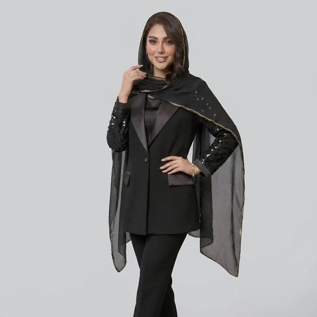 کت مجلسی زنانه آستین دانتل مشکی