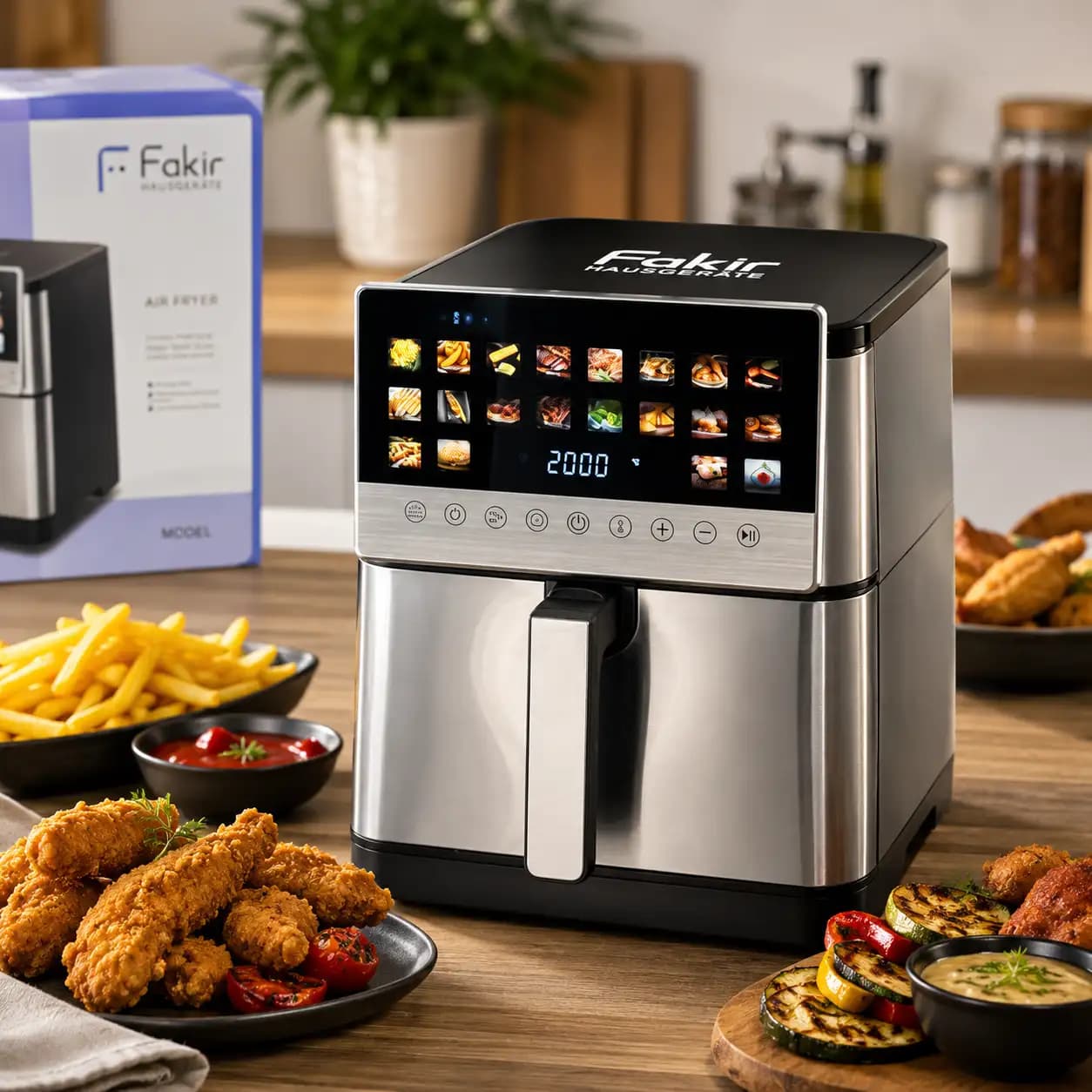 سرخ‌کن بدون روغن دو المنته فکیر مدل FK-1202 ظرفیت 12 لیتر دارای 20 برنامه پخت و سبد جداشونده