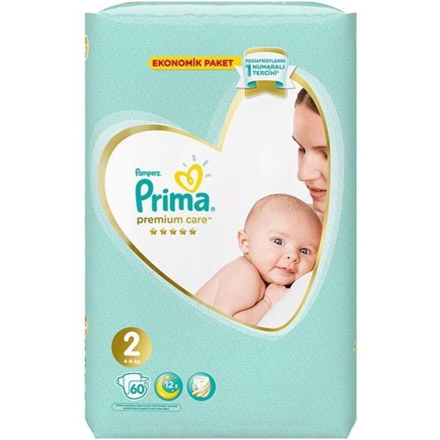 پوشک بچه پریما سفید لهستان سایز 2 بسته 60 عددی