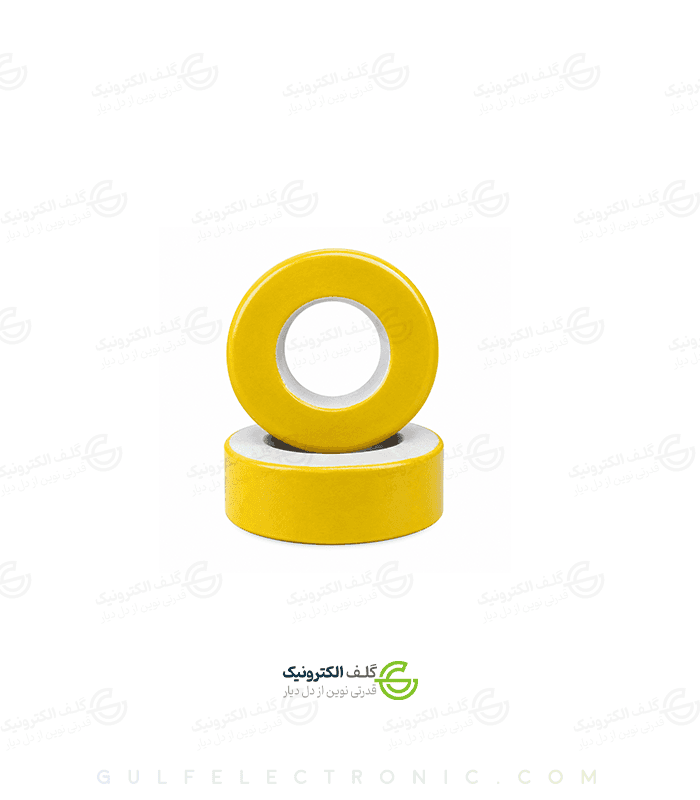 هسته فریت تروئید FM20 زرد و سفید جنس هسته پودر آهن سایز هسته 7×12×20
