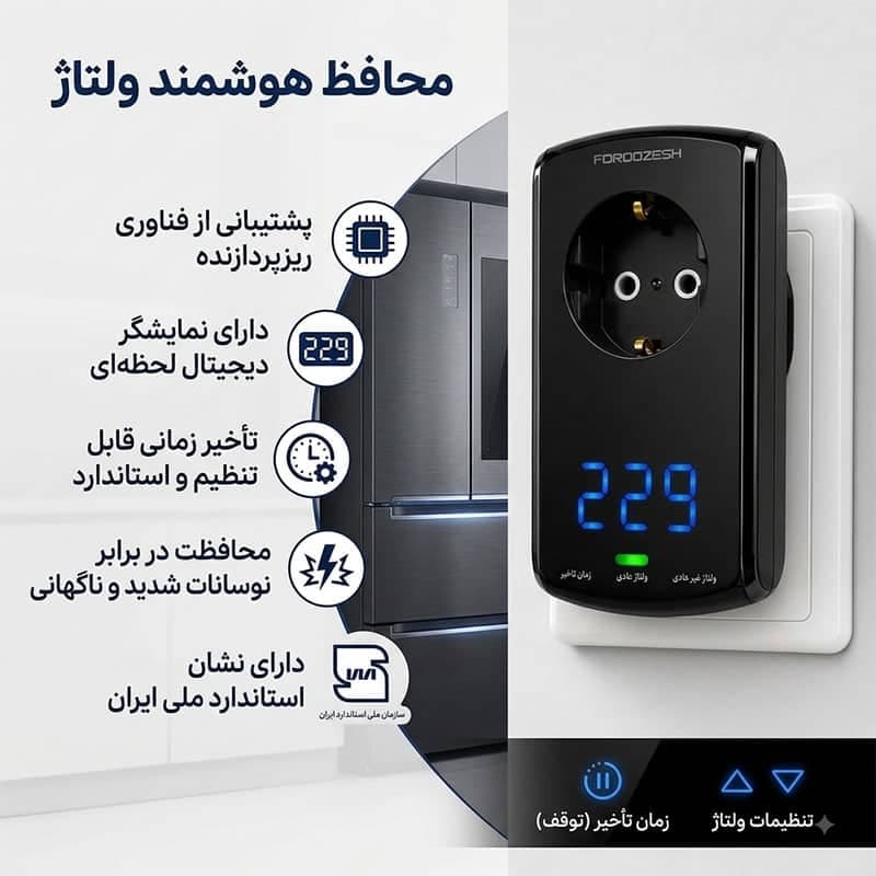محافظ تک خانه ارت‌دار دیجیتال یخچال و پکیج مدل لوتوس — تصویر ۲