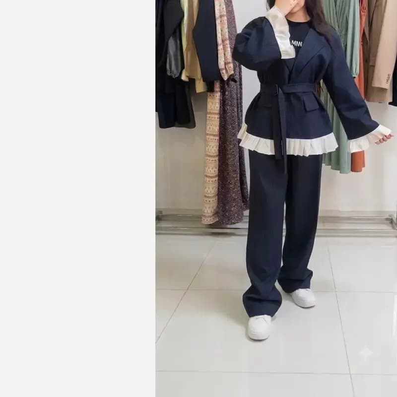کت شلوار زنانه مدل ماهور پارچه مازراتی خرج کار سفید سایز 38 تا 50 — تصویر ۷
