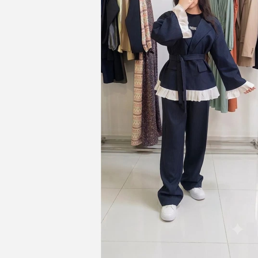 کت شلوار زنانه مدل ماهور پارچه مازراتی خرج کار سفید سایز 38 تا 50 — تصویر ۲