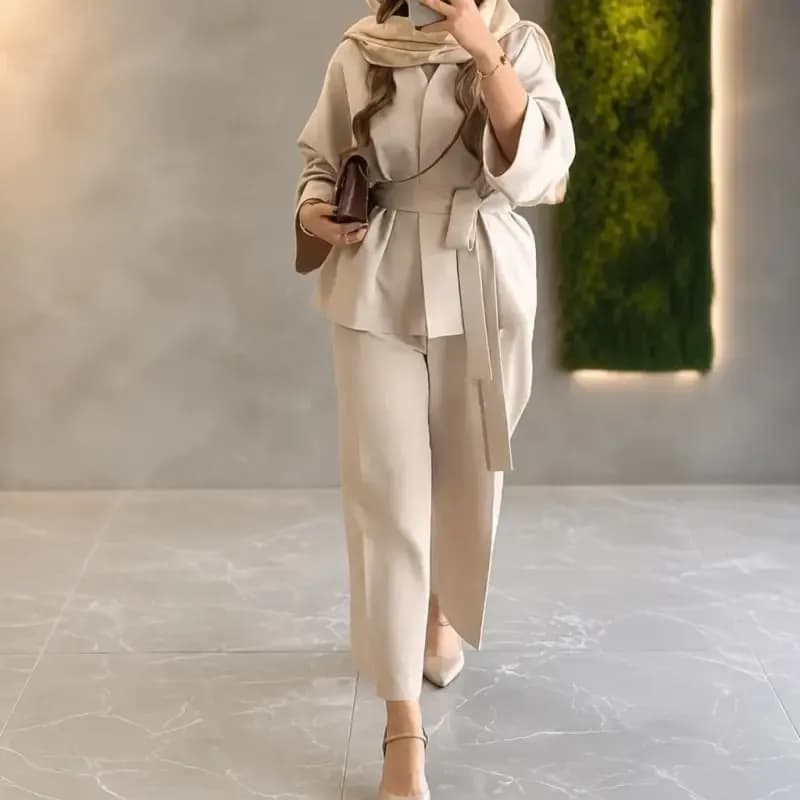 کت شلوار زنانه جنس مازراتی دوخت مزونی رنگ بندی متنوع — تصویر ۹