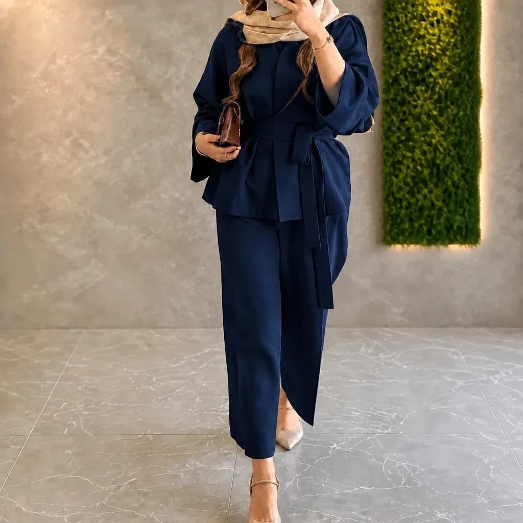 کت شلوار زنانه جنس مازراتی دوخت مزونی رنگ بندی متنوع — تصویر ۵