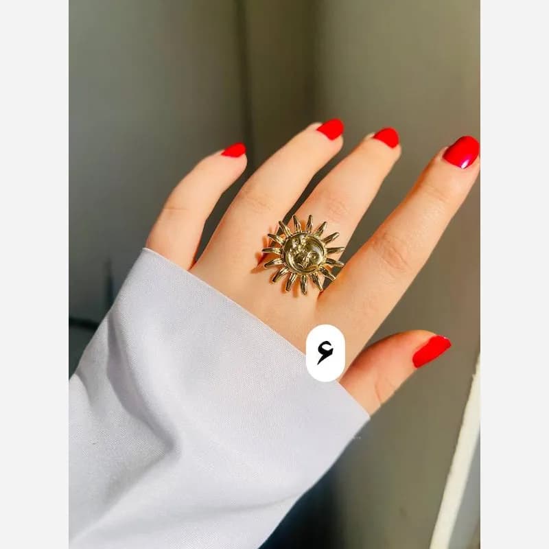 انگشتر زنانه مدل دفرمه خورشیدی فری سایز فلزی