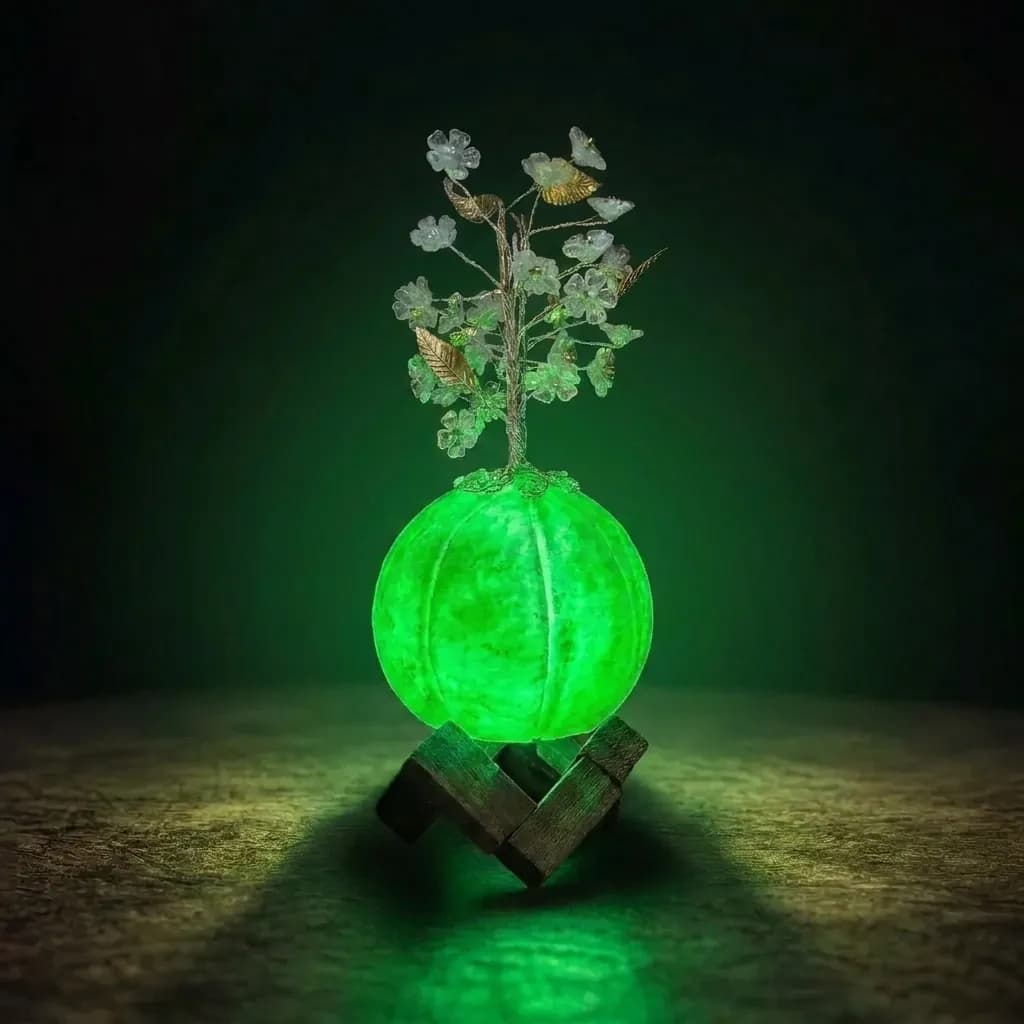 آباژور سنگ نمک طرح گوی درختچه — تصویر ۵