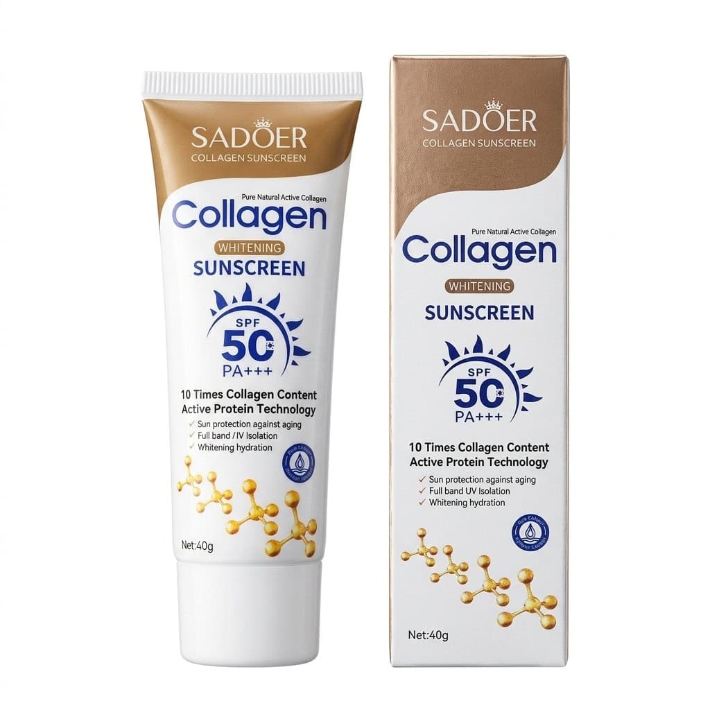 کرم ضد آفتاب کلاژن سادور Sadoer مدل SPF50 روشن کننده و جوان ساز — تصویر ۳