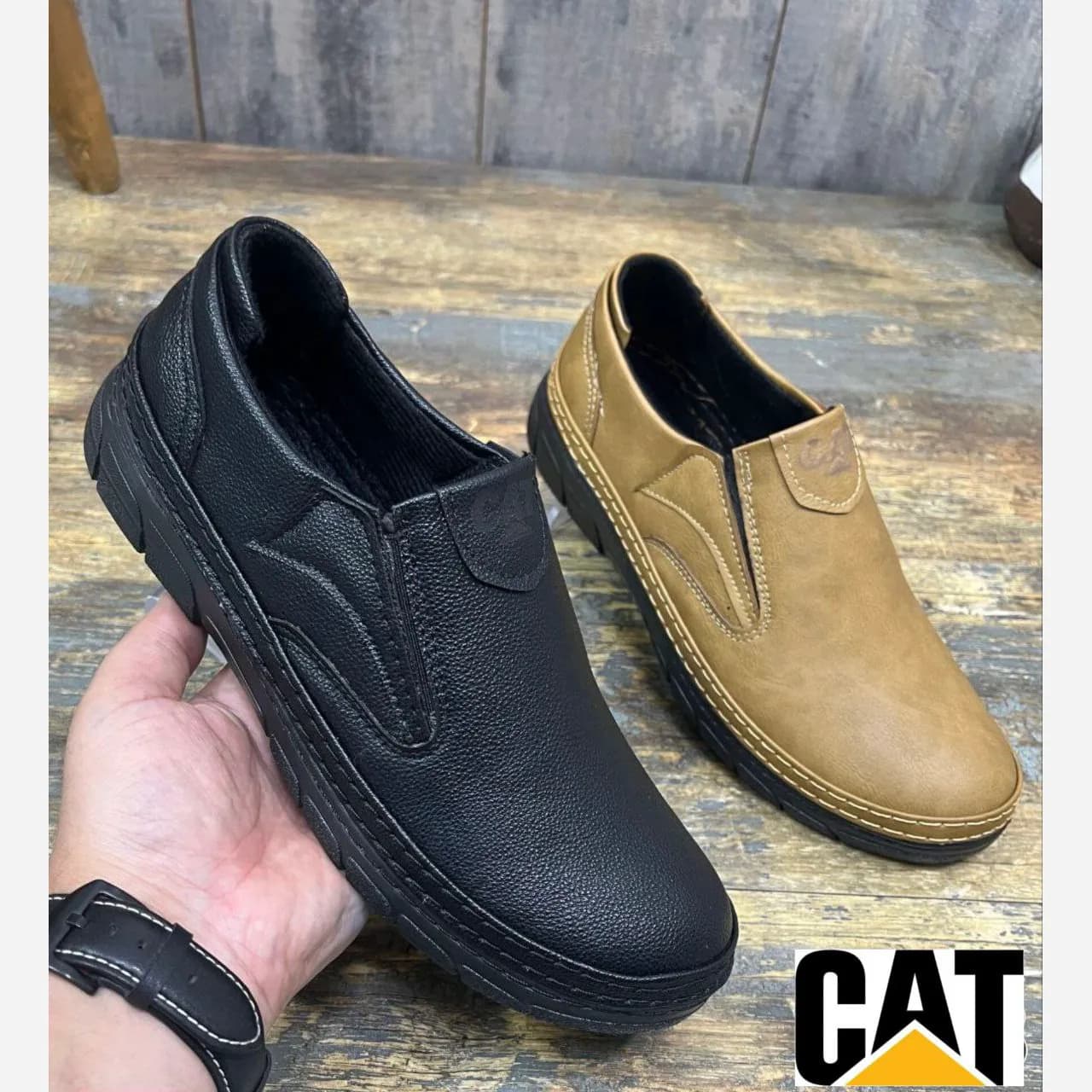 کفش طبی مردانه مدل CAT چرم دوردوخت با زیره پلیمری بادوام و سبک — تصویر ۶