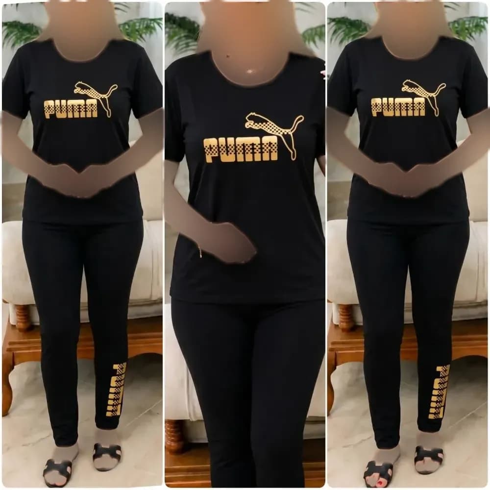 تیشرت و شلوار ورزشی زنانه طرح پوما ویسکوز الیزه فول کش سایز 38 تا 48