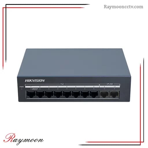 سوئیچ 8 پورت گیگابیتی POE هایک ویژن همراه 2 پورت آپلینک مدل DS-XS10G-P