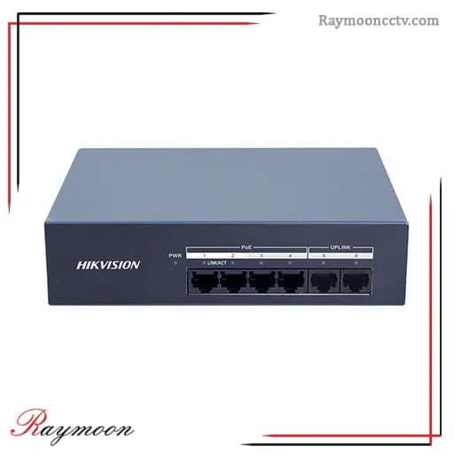 سوئیچ 4 پورت گیگابیتی POE هایک ویژن همراه 2 پورت آپلینک مدل DS-XS06G-P