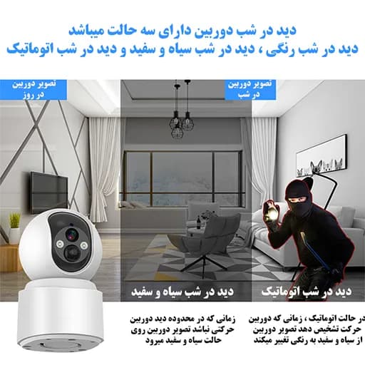 دوربین هوشمند رومیزی شارژی سیم کارتی v380 مدل VQ001 — تصویر ۲