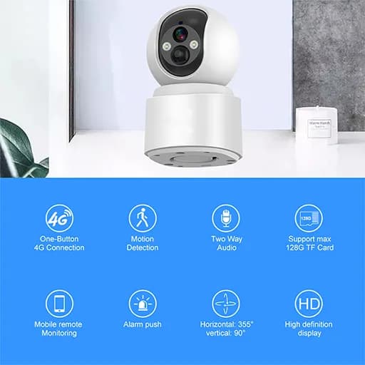 دوربین هوشمند رومیزی شارژی سیم کارتی v380 مدل VQ001 — تصویر ۴