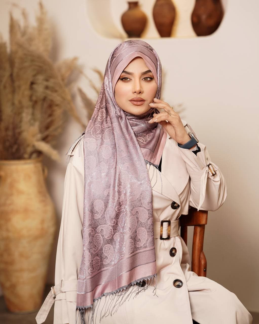 شال ابریشم ژاکارد الیاف بامبو ۰۱۷۴۷