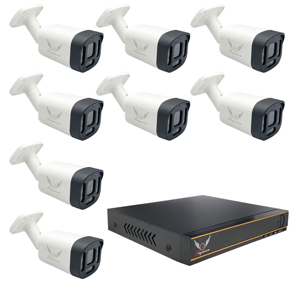 پک دوربین مداربسته 8 کانال 5 مگاپیکسل AHD رایمون مدل RP-CV-5MP-HI1T8C-09