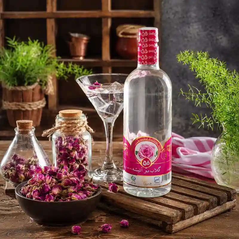 عرق گلاب دوآتشه یک لیتری قدح
