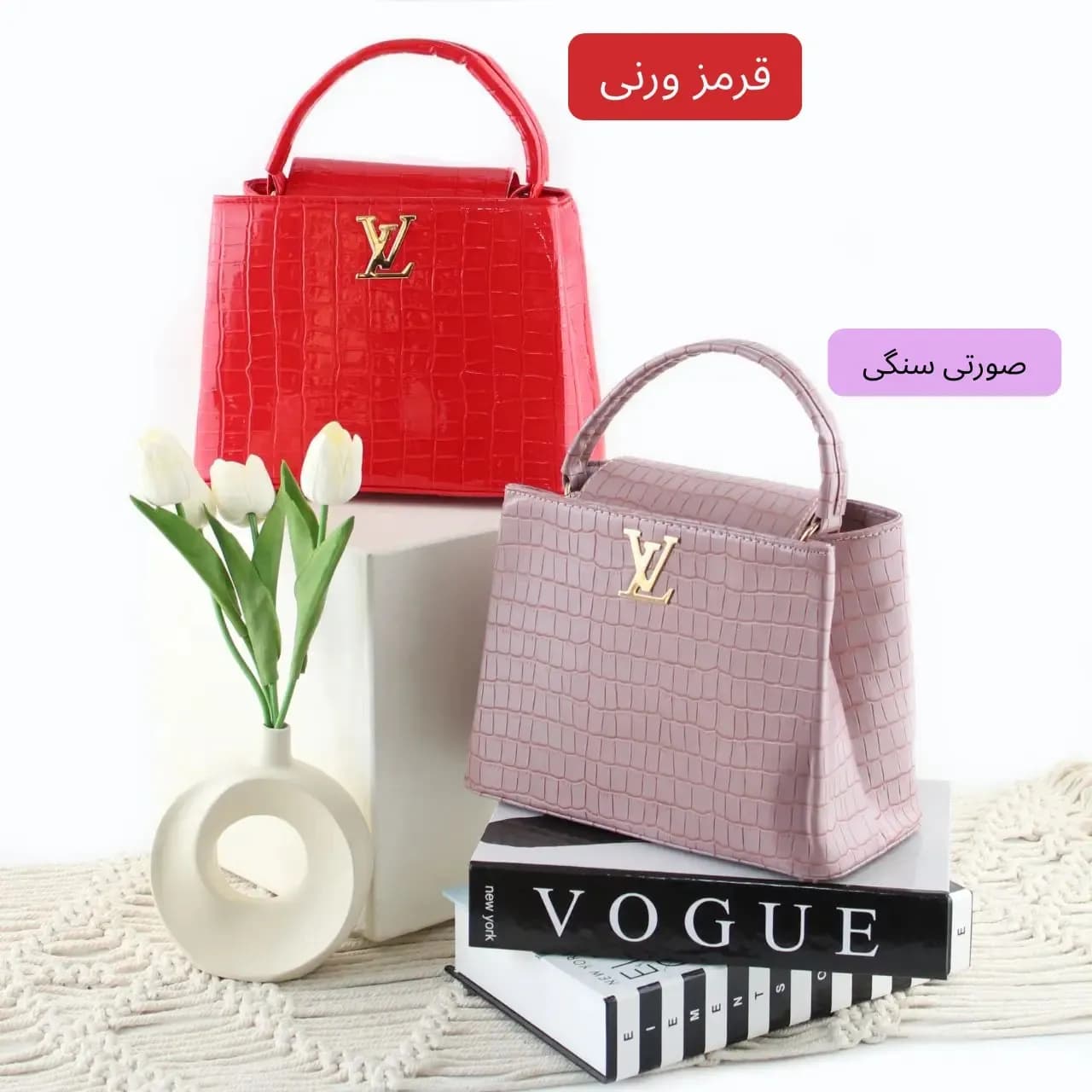 کیف زنانه چرم مصنوعی رسمی و مهمانی با بند بلند — تصویر ۸