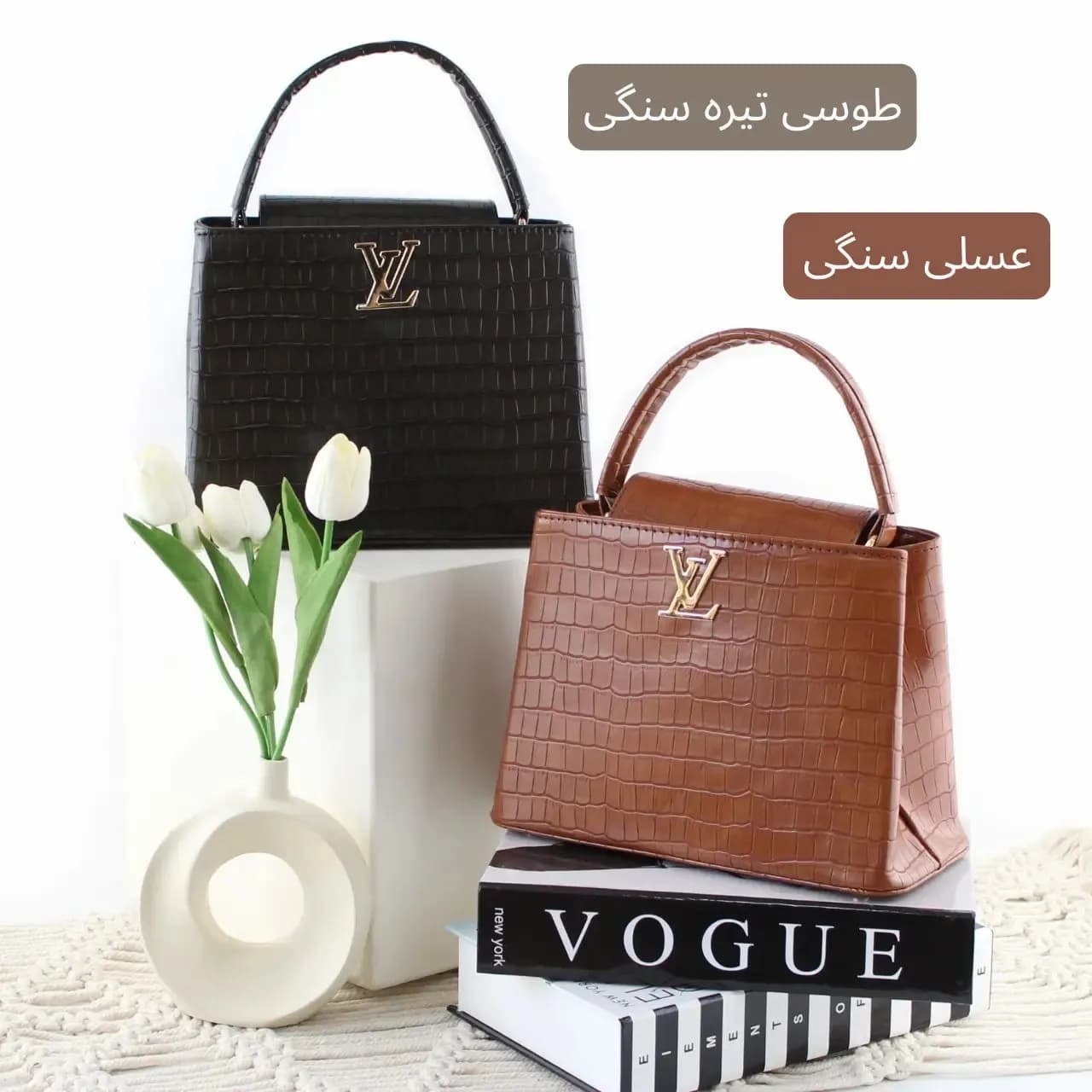کیف زنانه چرم مصنوعی رسمی و مهمانی با بند بلند — تصویر ۲