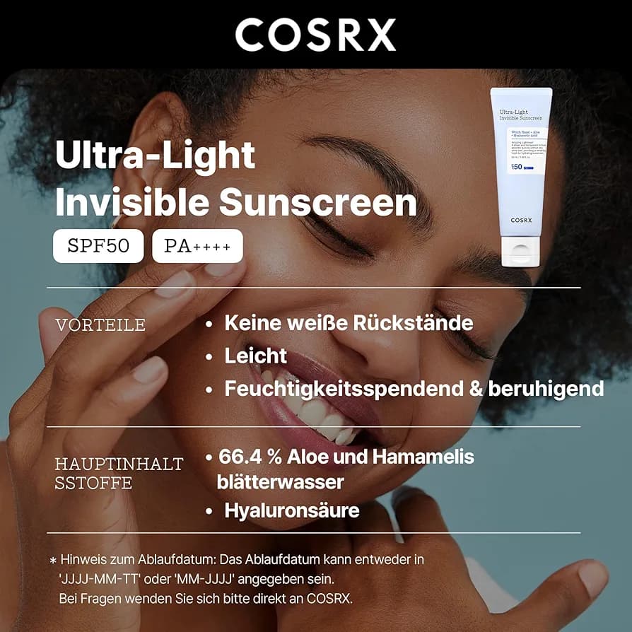 ضد آفتاب بی رنگ اولترا لایت کوزارکس Cosrx Ultra Light Spf50 — تصویر ۳