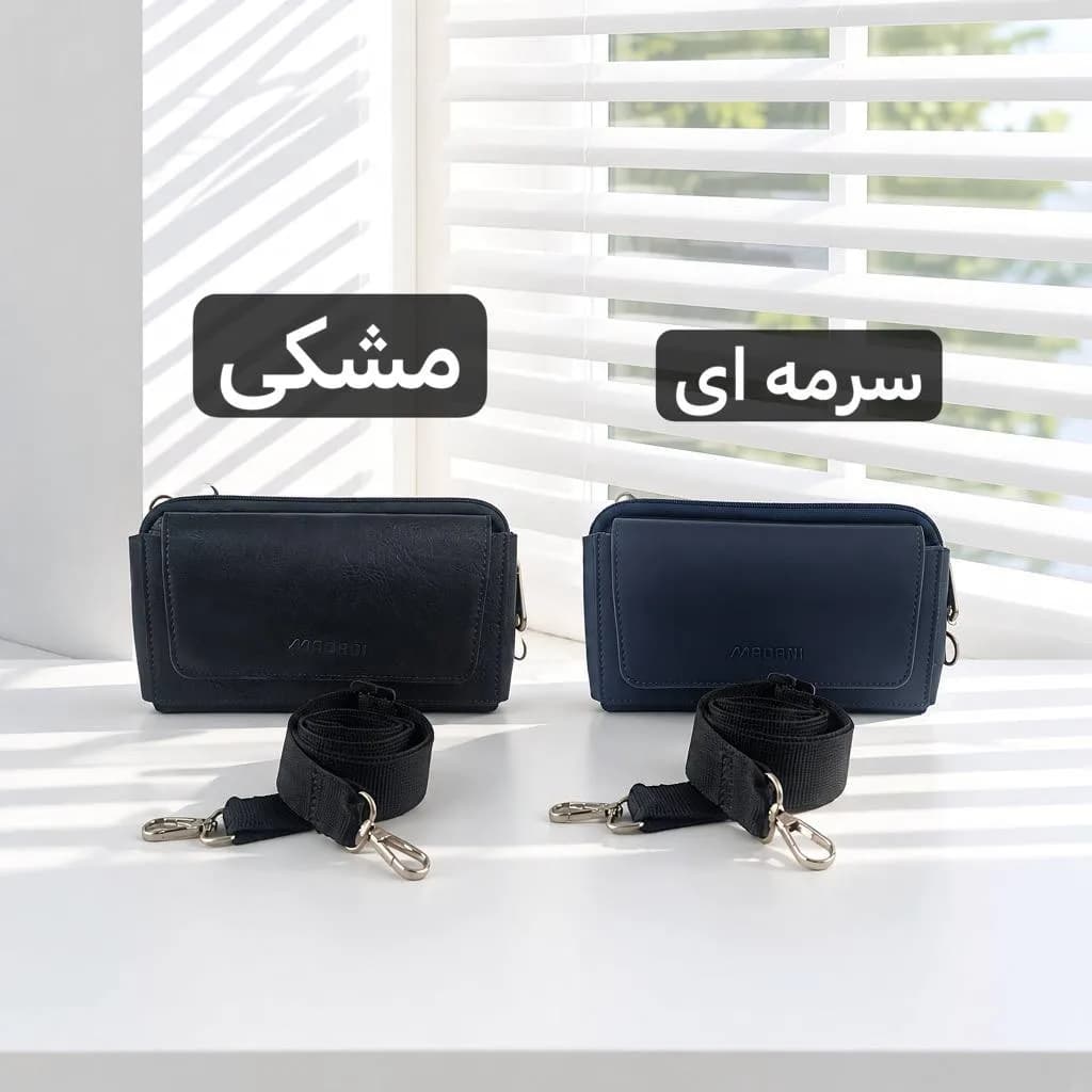 جا موبایلی و جا کارتی چرم مصنوعی بند دار — تصویر ۳
