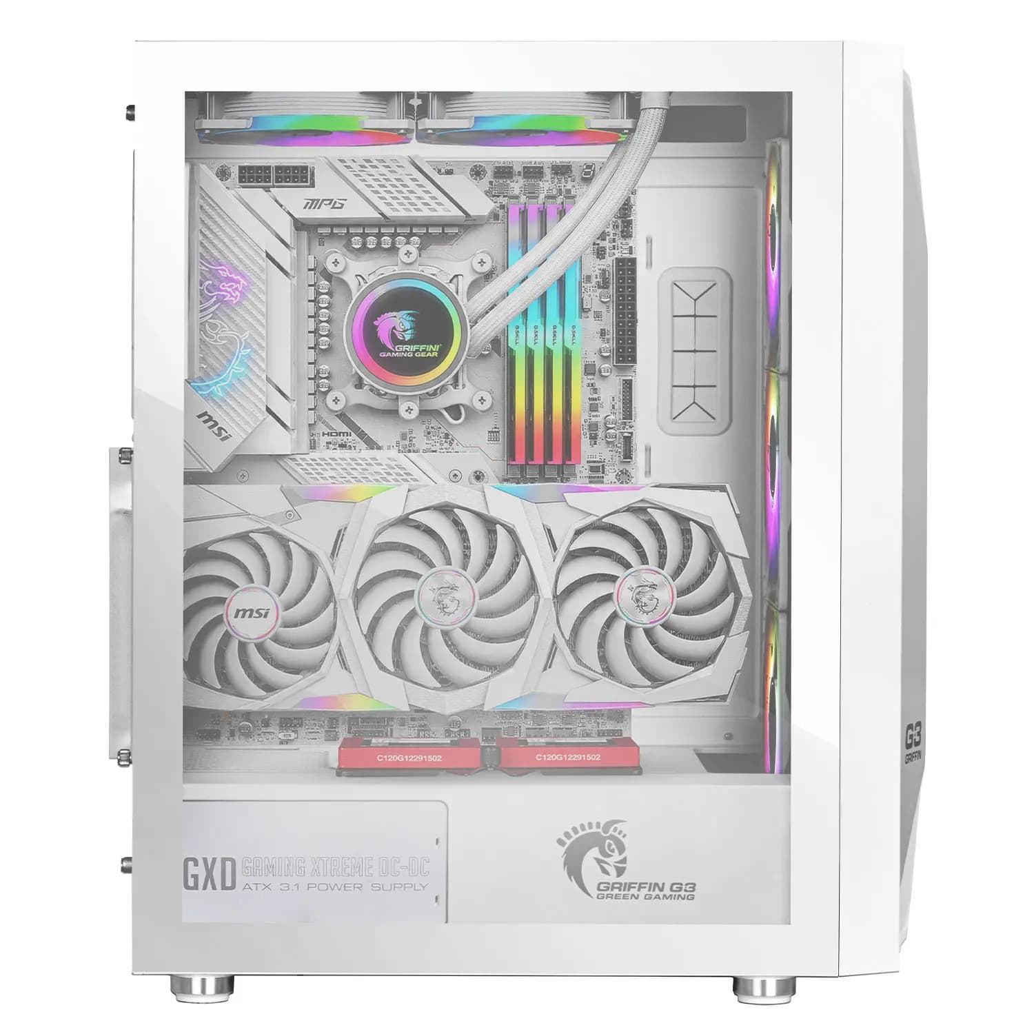 کیس گیمینگ گرین مدل GRIFFIN G3 Plus White Edition — تصویر ۲
